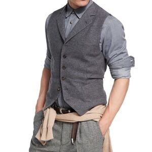 Brunello Cucinelli Sartoria Wool Vest Made in Italy Bespoke Atelier Gray